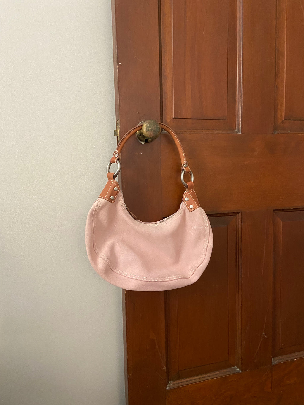 Pink Leather Saddle Bag