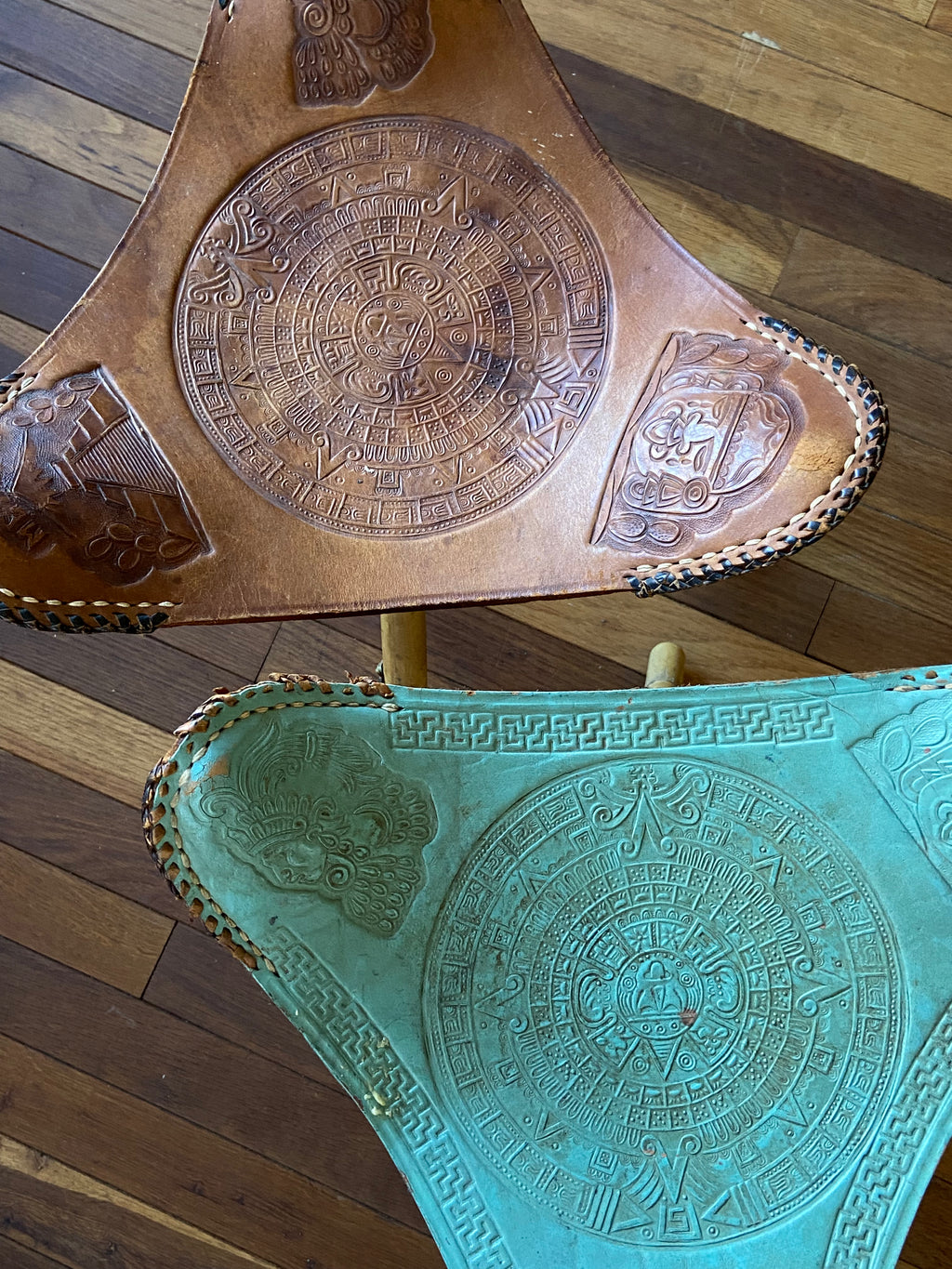 Mexican Made Leather Tripod Stools